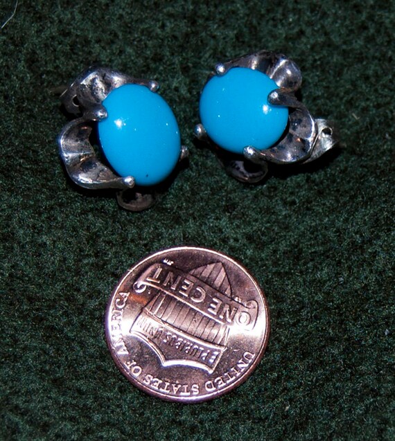 Exquisite sterling silver earrings with blue turq… - image 3