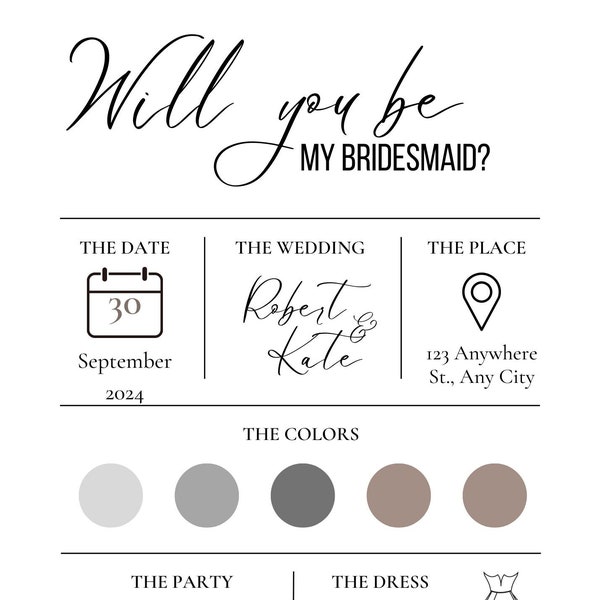 Wedding "Will You Be My Bridesmaid?" Printable