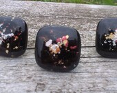Rings quot Cosmos quot rings of fused glass and adjustable silver base, black base, shades gold, copper, silver, garnet, color mix,