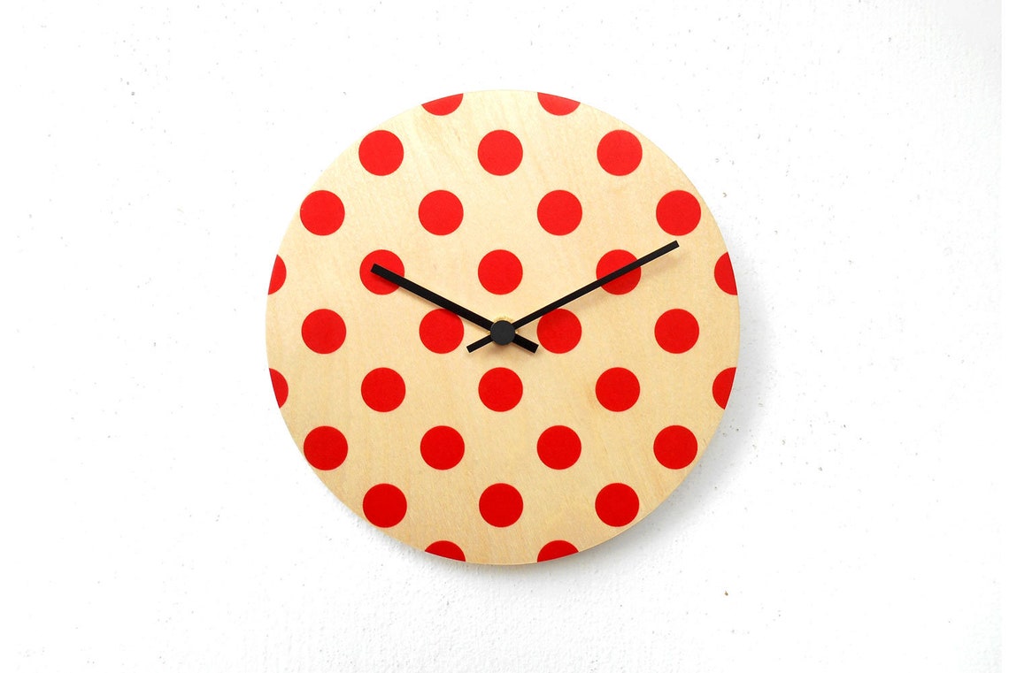 Dots Wall Clock 20cm Color wooden clock Black metal hands Etsy