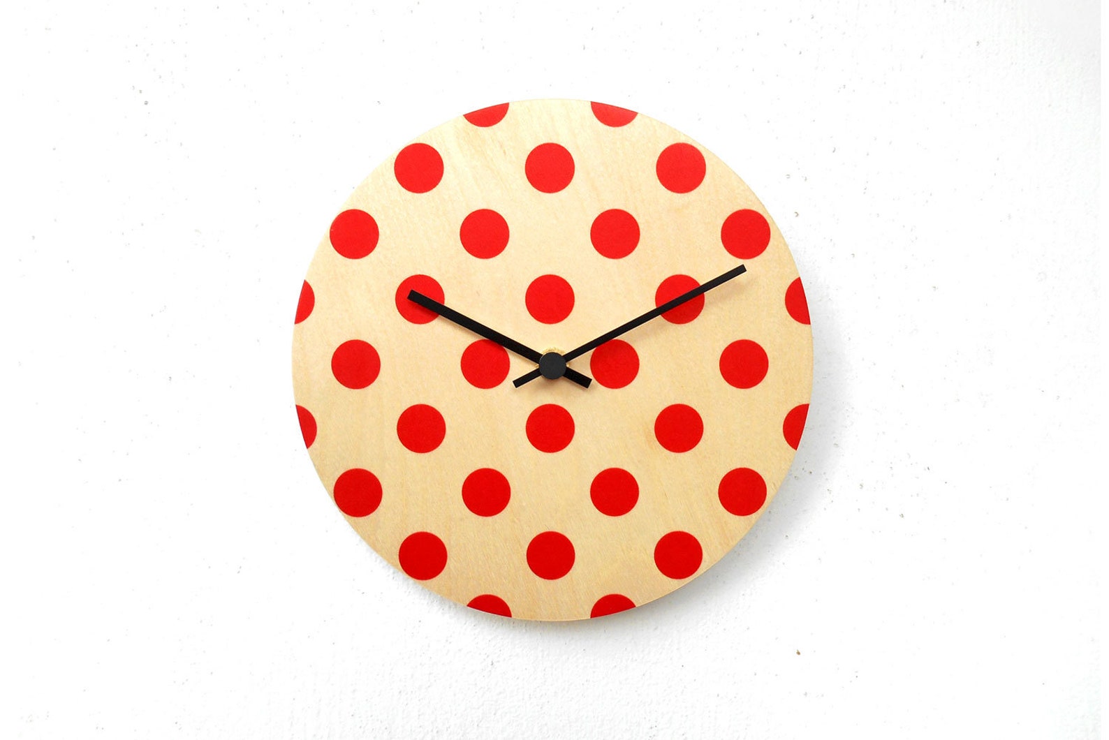 Dots Wall Clock 20cm Color wooden clock Black metal hands Etsy