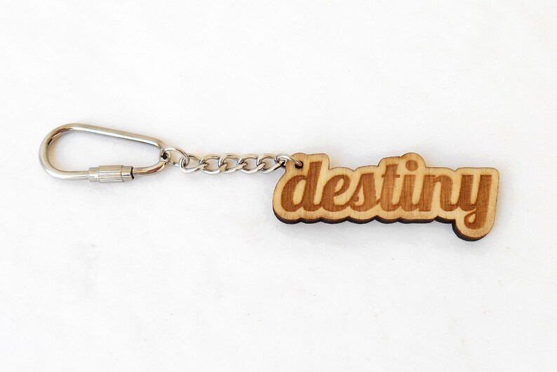 Word Keychain from wood Wooden keychain Engraved Keychain Etsy