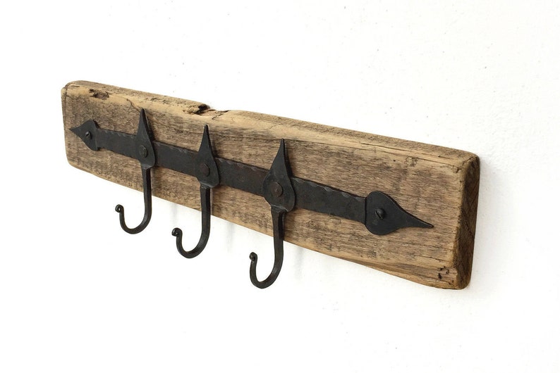 Wooden Coat Hanger Wall Mounted Rack Medieval Rustic Rail Entryway Decor Vintage