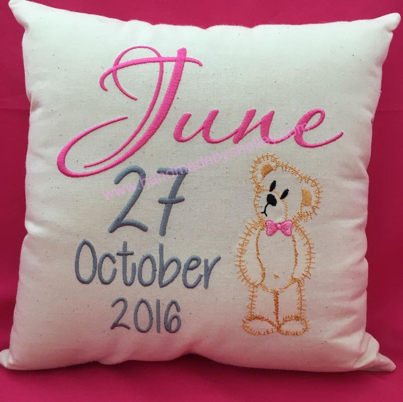 Girl keepsake cushion unique personalised embroidered cushion Etsy