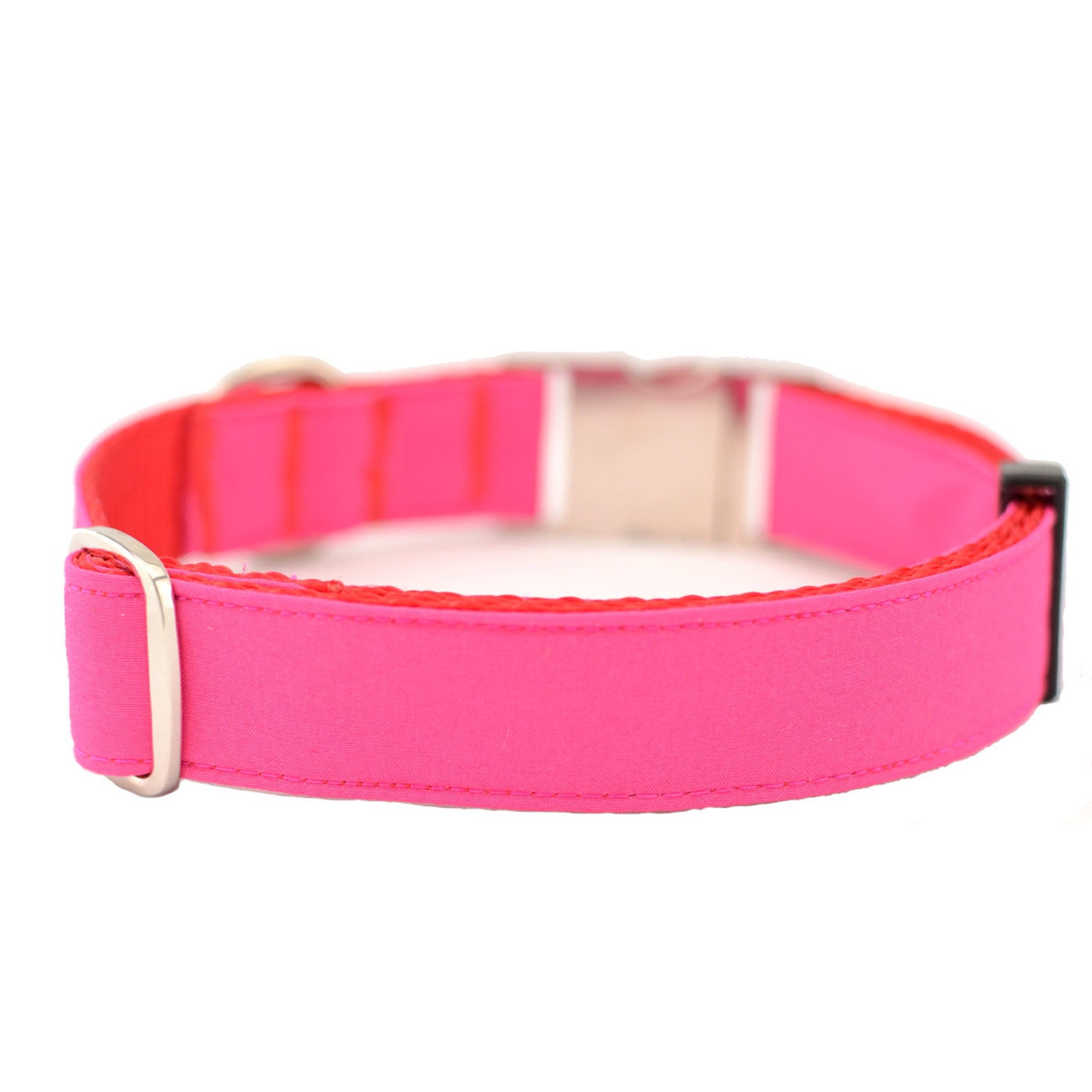 Dog Collar with Personalized Buckle Solid RoseFabric 351 Etsy