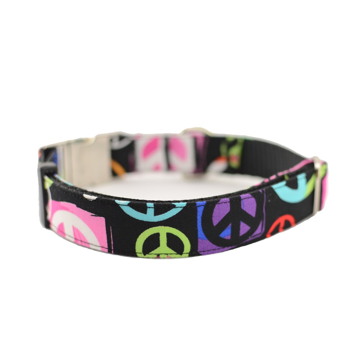 Dog Collar with Personalized BuckleLove Dog Love PeaceFabric Etsy