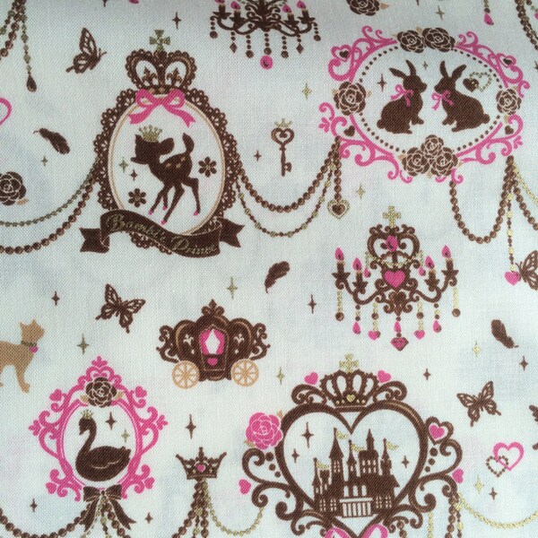 Fat Quarter- Cosmo Textile-Cinderella Fabric/Carriage/Bambi's Prince/ Chandelier/ Castle-made in Japan