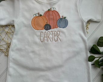 Embroidered Pumpkin Romper, Autumn Baby Outfit