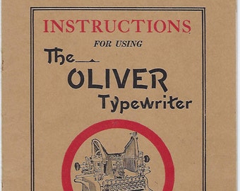 The Oliver Typewriter Manual, Directions For Using The Oliver Typewriter, 14 Pages, Digital Download File, Full Color With Illustrations