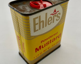 1930s Car and House Graphics Vintage Spice Tin Rare White Villa Ohio Sage Small Round Metal Can Farmhouse Decor
