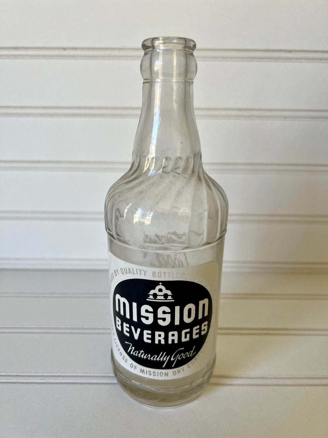 Vintage Mission Beverages Soda Bottle, Nice Condition Circa 1940s Cola