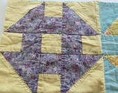Vintage Quilt Square 1940s Feedsack Fabric Hole In the Barn Door Hand Pieced Hand Quilted Large Size Great For Pillows Basket Liners Hanging
