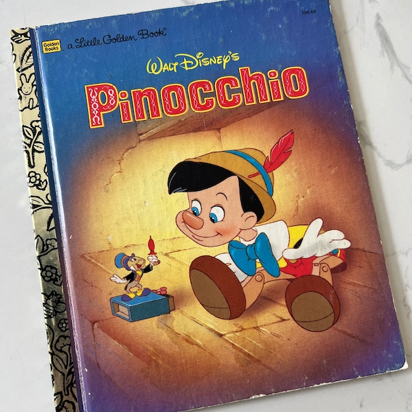 Walt Disney's Pinocchio Little Golden Book Copyright 1990, Classic Children's Hard Cover Story Book
