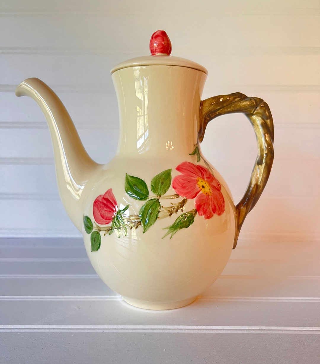 Franciscan Desert Rose Coffee Pot and Lid Pretty Pink & Green Floral