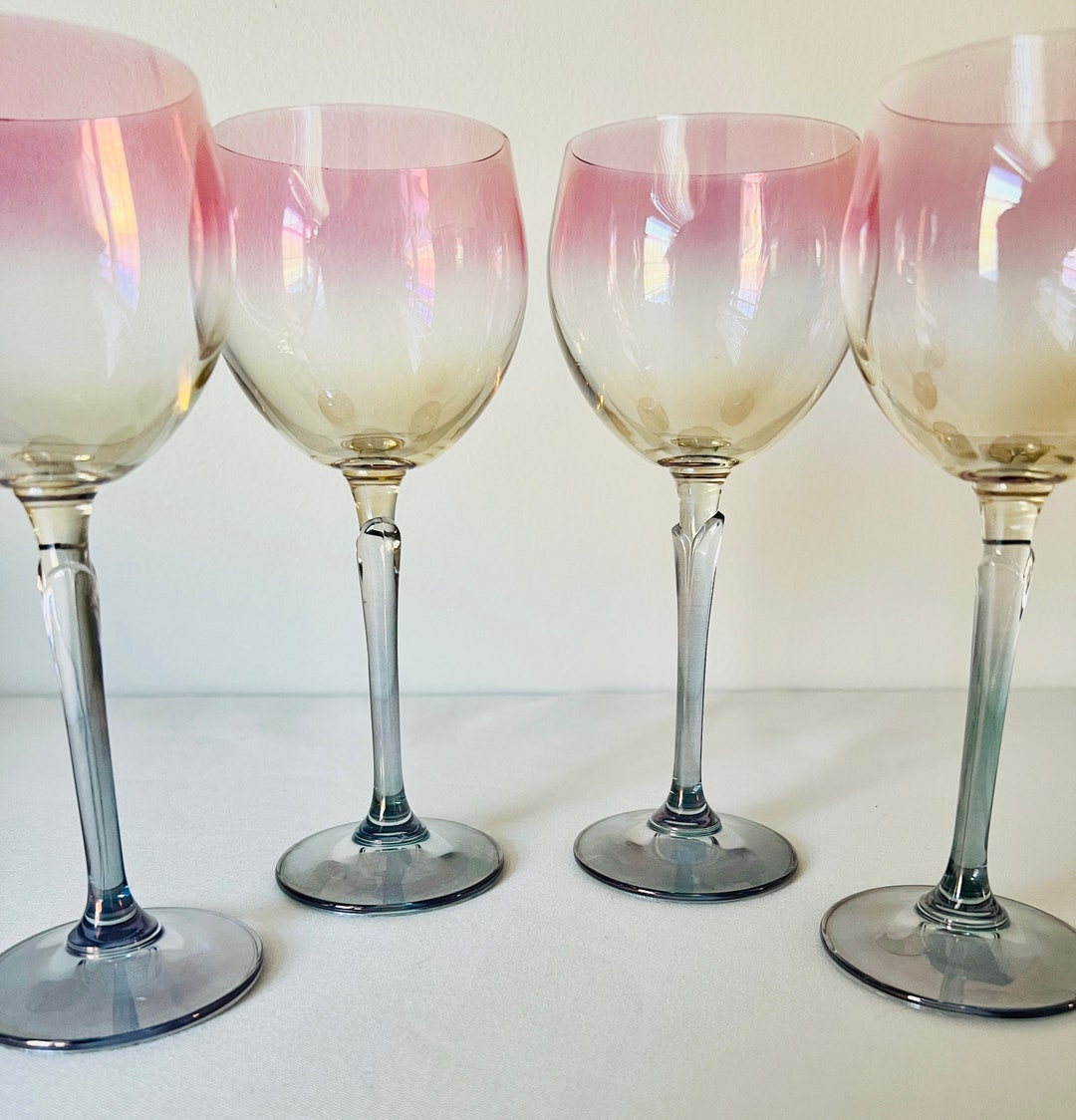 Set of Four Vintage Iridescent Wine Glasses by Colony Brigitte Etsy