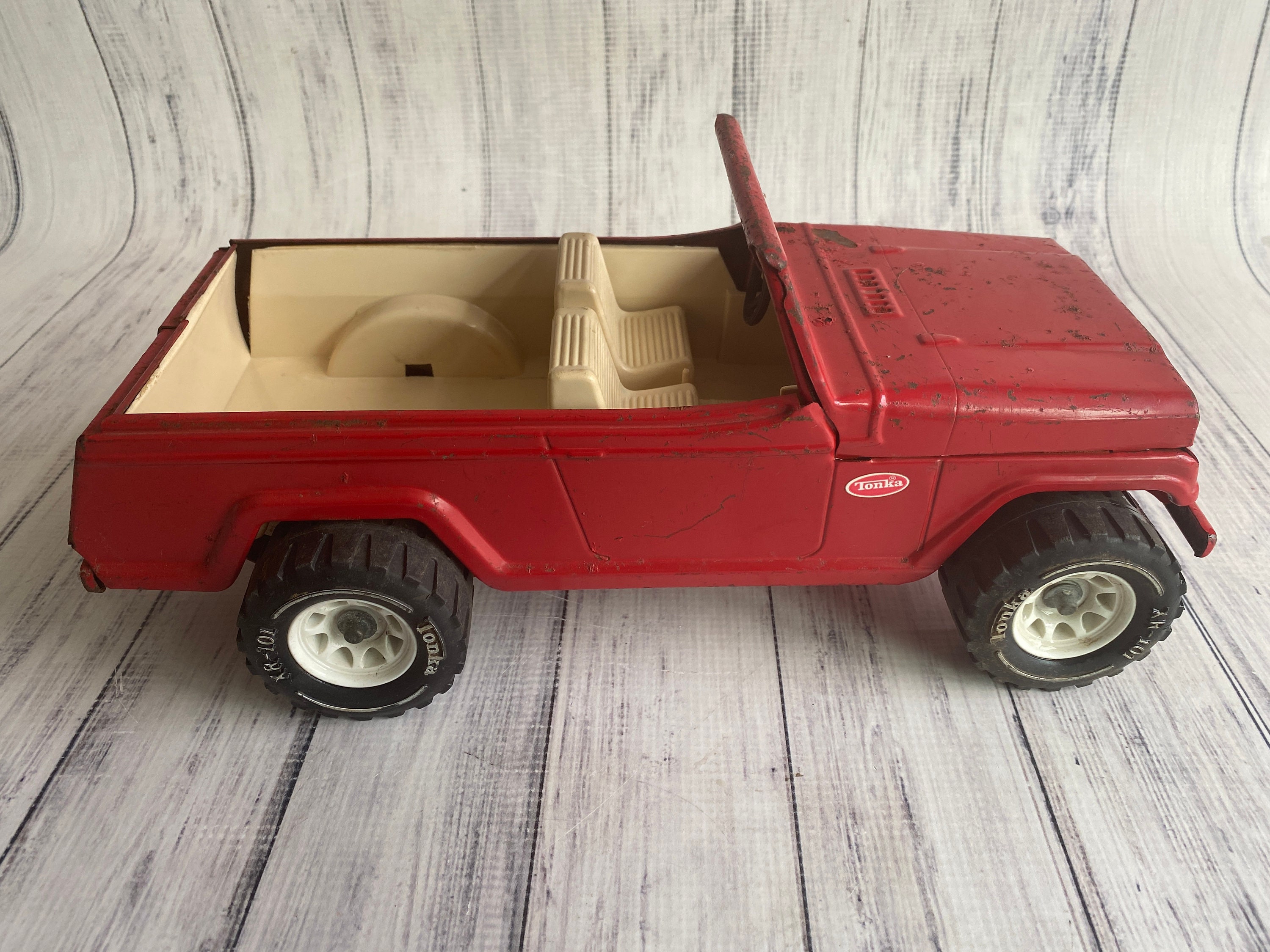 Vintage Red Tonka Jeep Jeepster Circa 