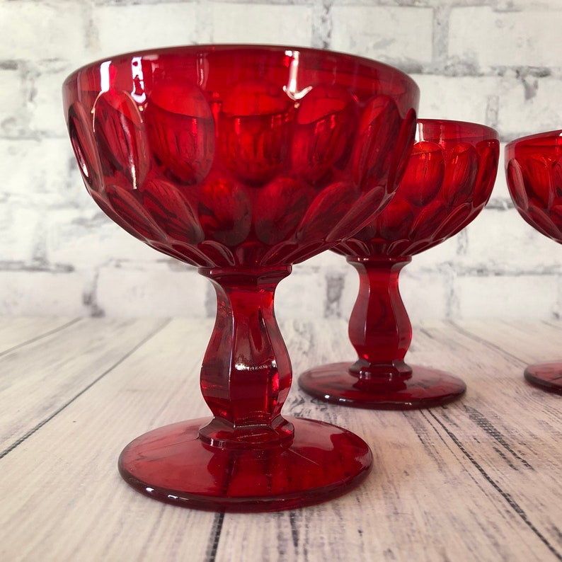Vintage Red Glass Dessert Dishes Footed Ruby Red Dessert Etsy