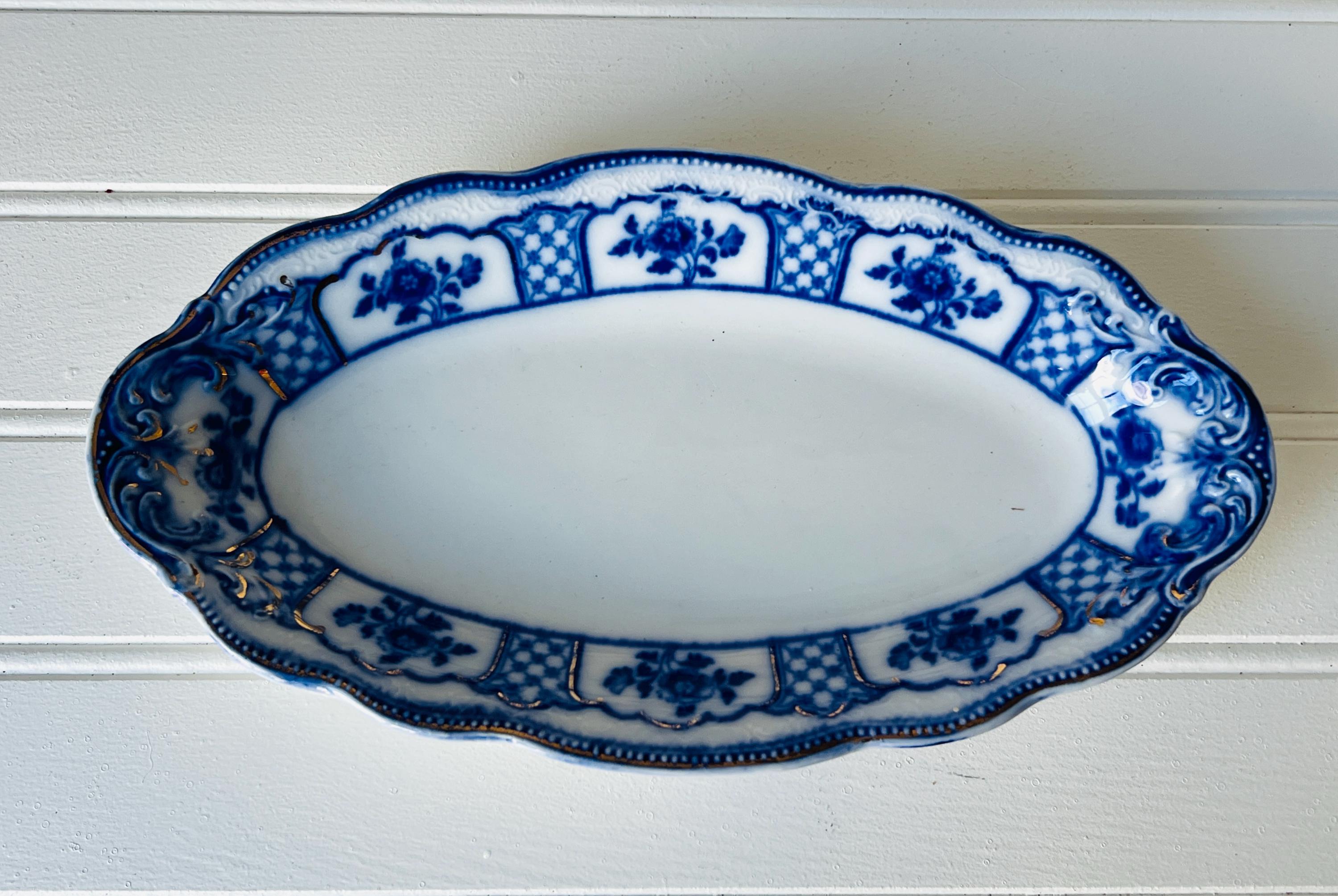 ★専用★アンティークフロウブルー Grindley Melbourneプレート Antique W H Grindley Melbourne Flow Blue and White China 10-inch