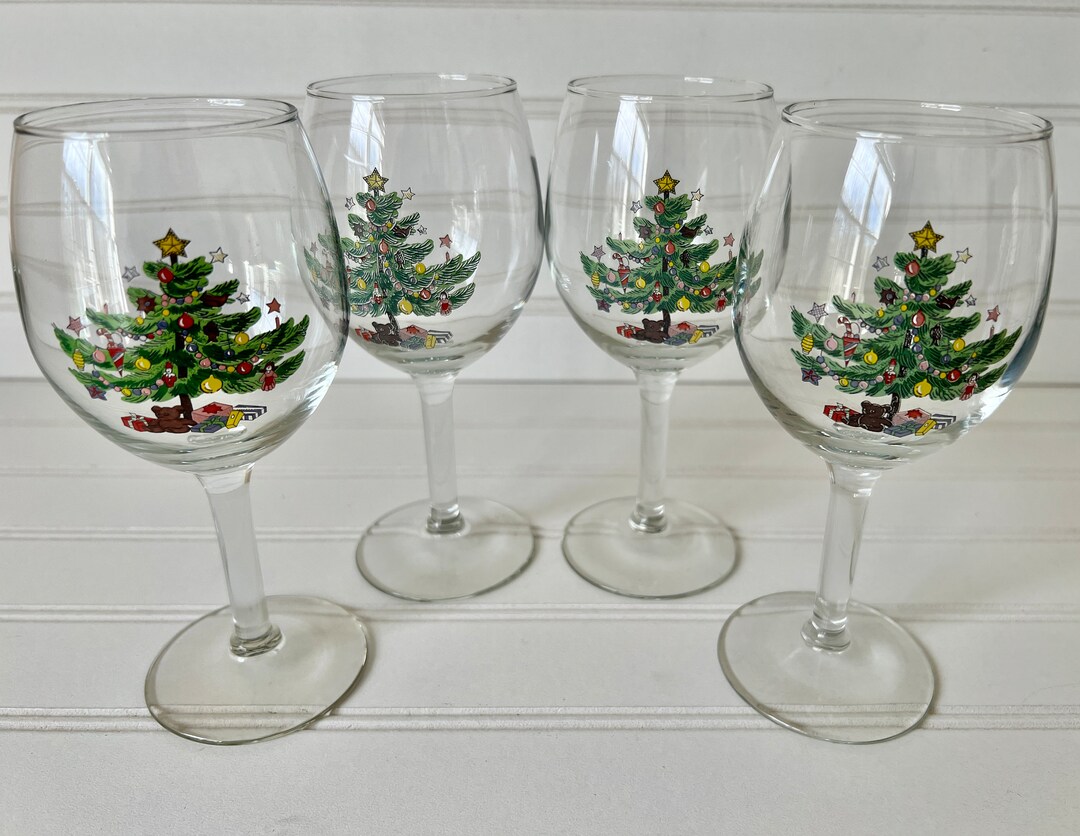 Vintage Christmas Wine Glasses Set of Four Nikko Happy Etsy