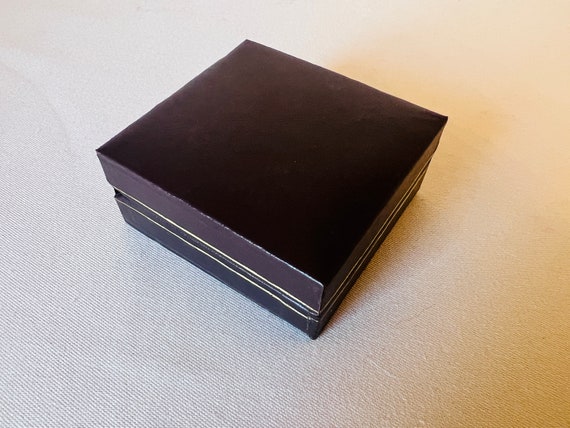 Vintage Brown and Gold Leatherette Necklace Gift Presentation Box, Satin and Velvet Interior, Hinged,  New Old Stock Jewelry Gift Box