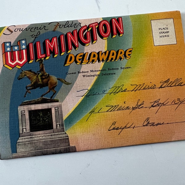 Vintage Wilmington Delaware Postcard Foldout Circa 1940s Del Mar News Agency Unused Unposted Collectible Postcard Delaware Travel Souvenir