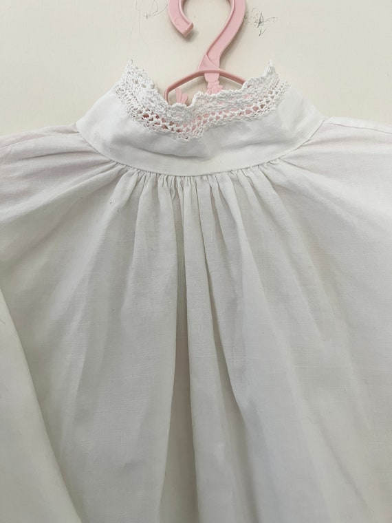 Vintage White Cotton Baby Dress With Crochet Lace… - image 1
