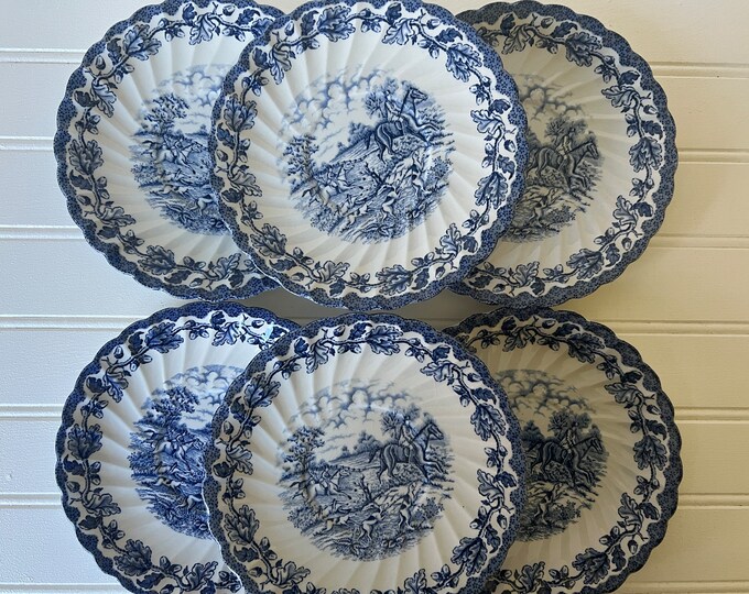 Blue White Ironstone Dinnerware Myott's Country Life Cream Soup Saucers
