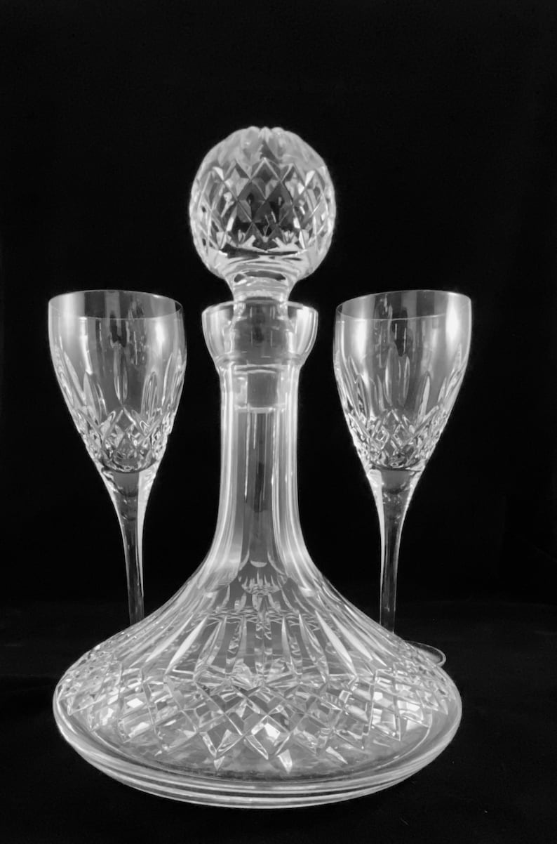 Waterford Crystal Lismore Pattern Ships Decanter and Two Wine Etsy