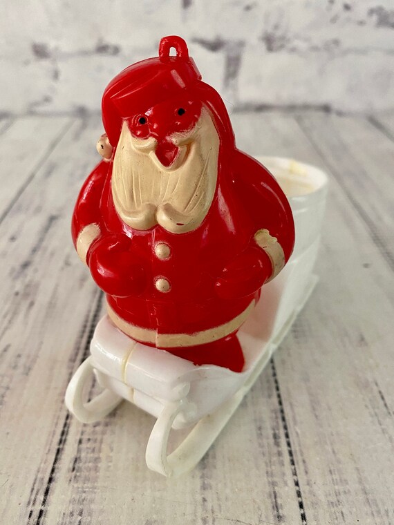 Vintage Red and White Santa Claus With Candy Holder Sled and | Etsy