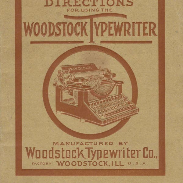 Woodstock Typewriter Manual, Directions For Using The Woodstock Typewriter, 32 Pages, Digital Download File, Full Color With Illustrations