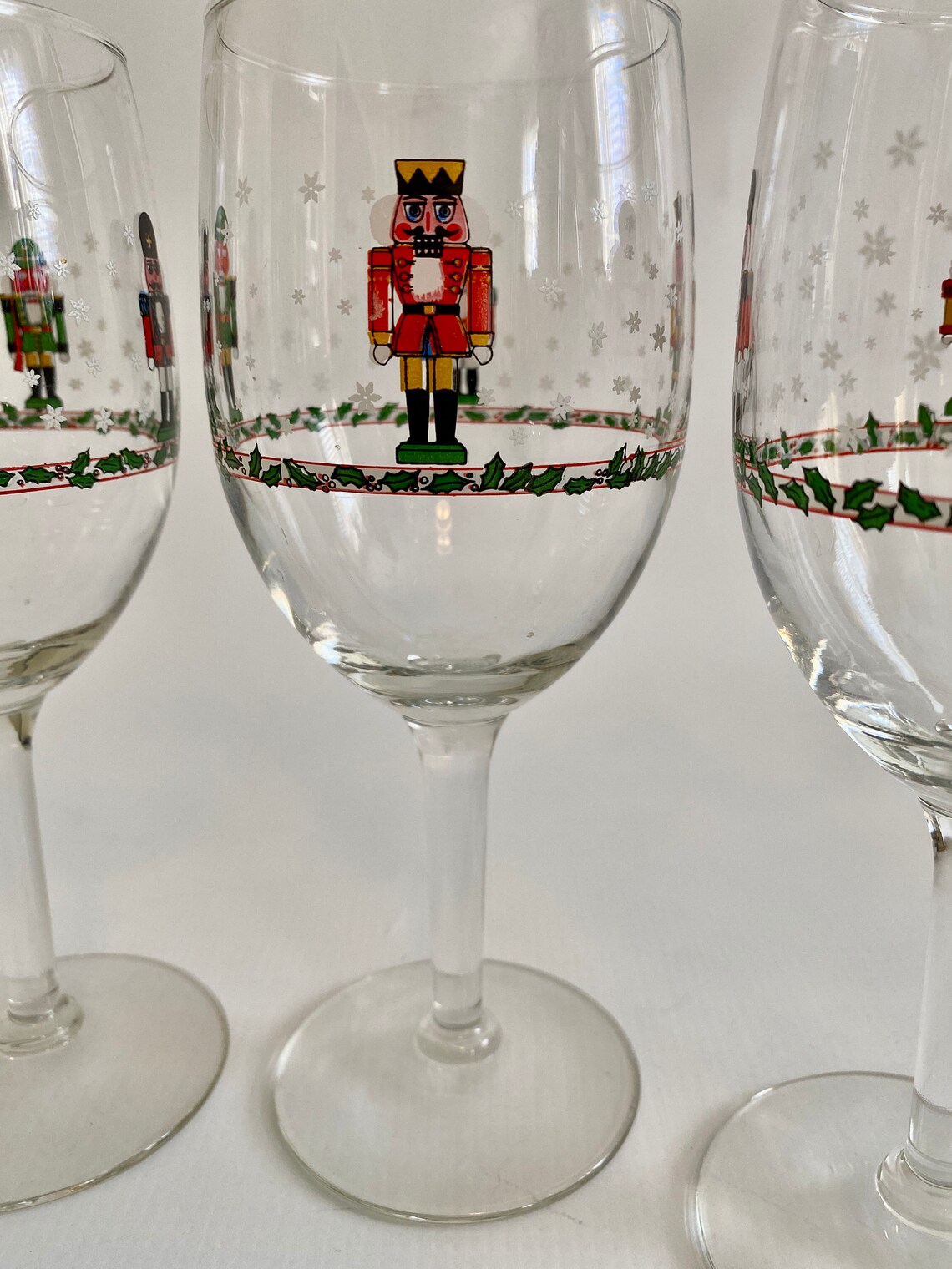 Vintage Christmas Nutcracker Wine Glasses Set of Six Holiday Etsy