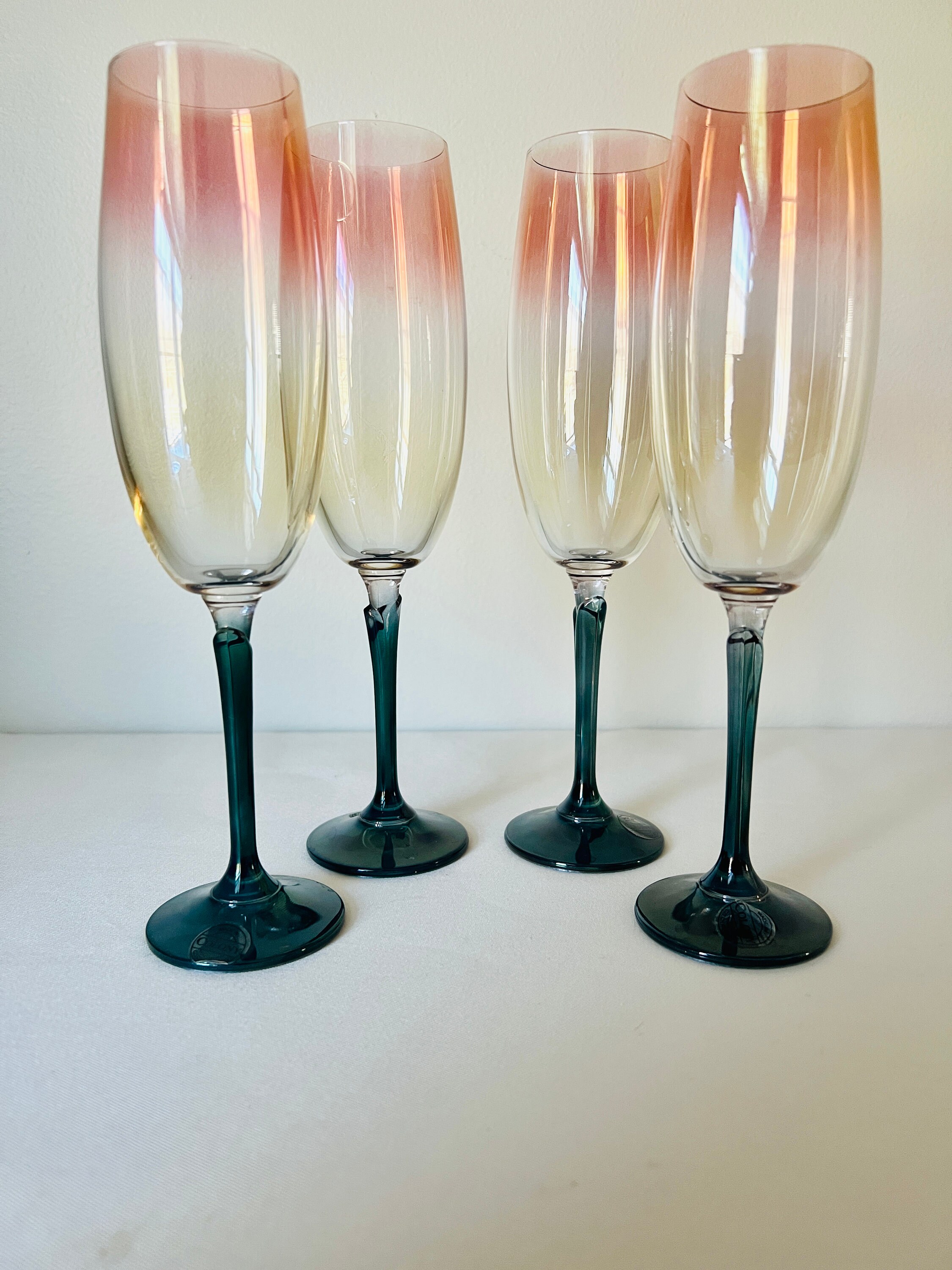 Set of Four Vintage Iridescent Champagne Glasses by Colony 