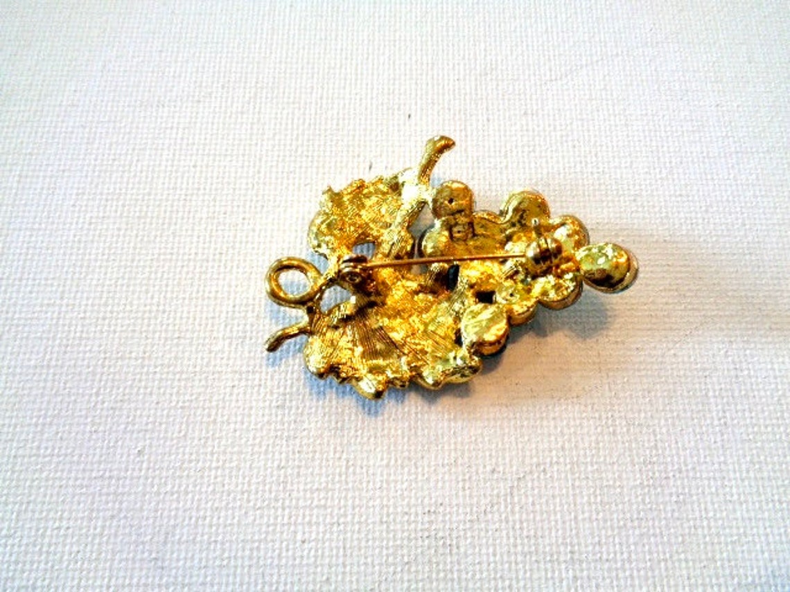 Vintage Brooch Costume Jewelry Pin Sparkling Blue and Gold Etsy
