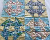Vintage Quilt Square 1940s Feedsack Fabric Hole In the Barn Door Hand Pieced Hand Quilted Large Size Great For Pillows Basket Liners Hanging