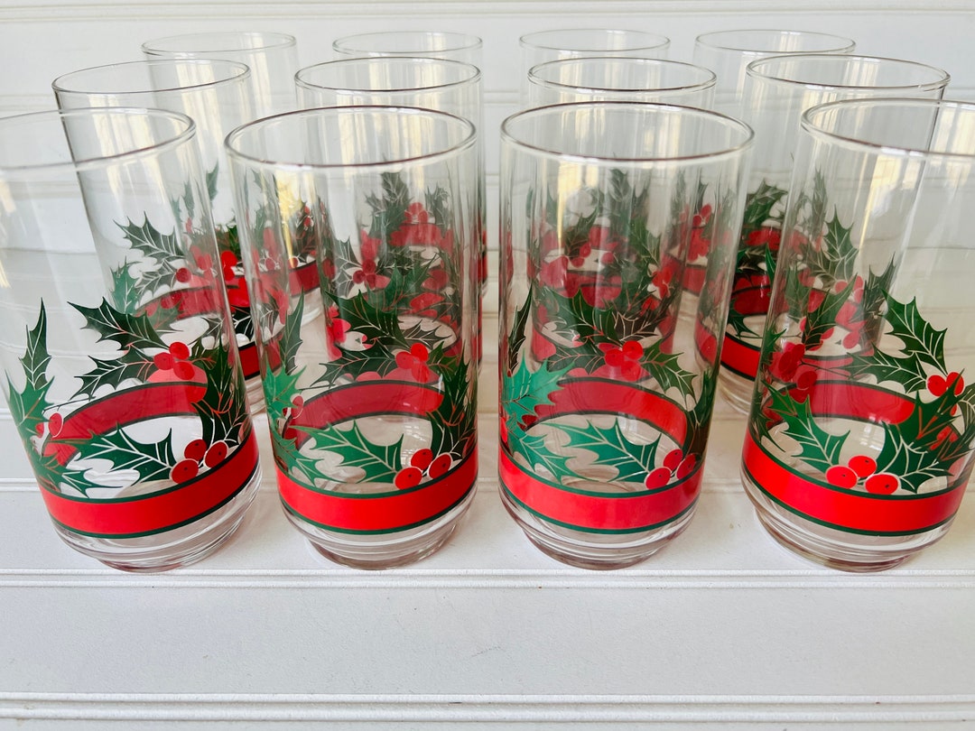 Vintage Christmas Glass Set by Libby Holly and Berries Pattern Etsy