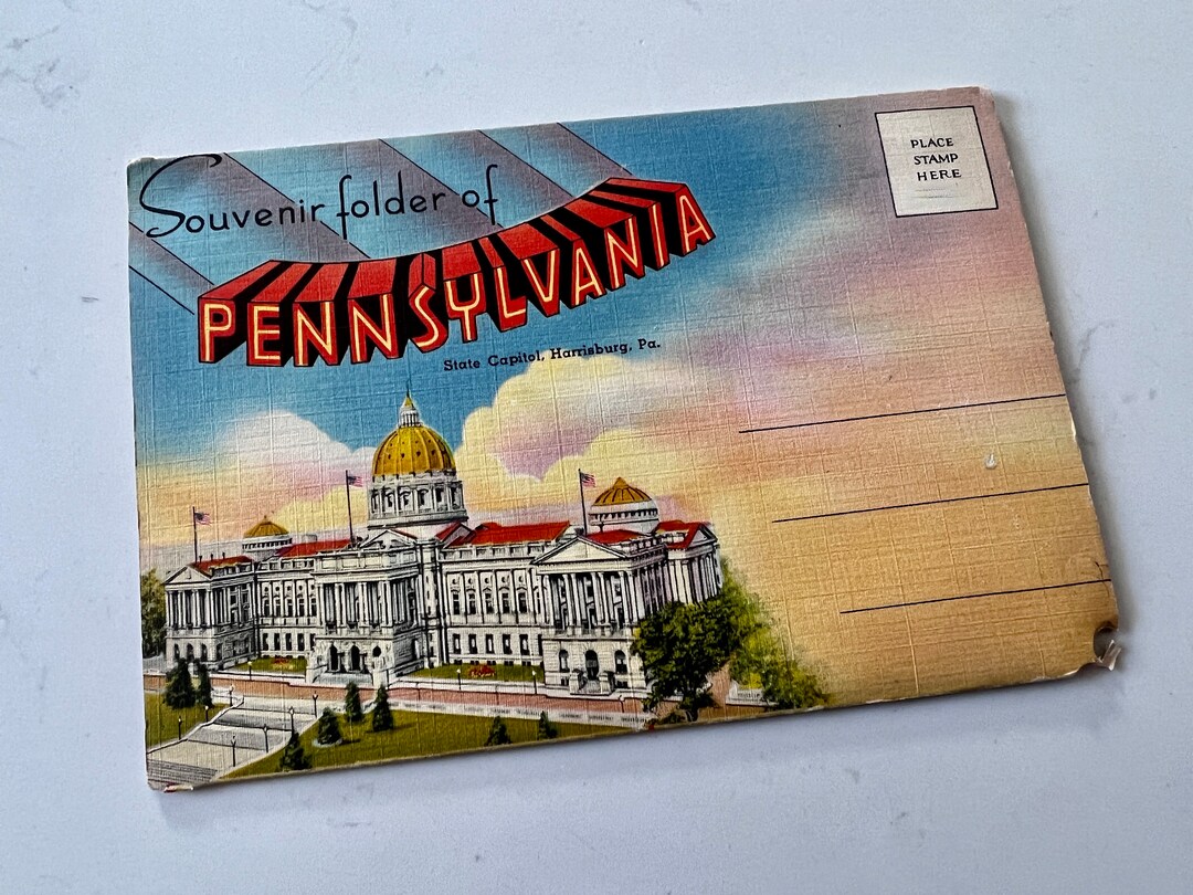 Vintage Pennsylvania Souvenir Folder Postcard Foldout Style Unused