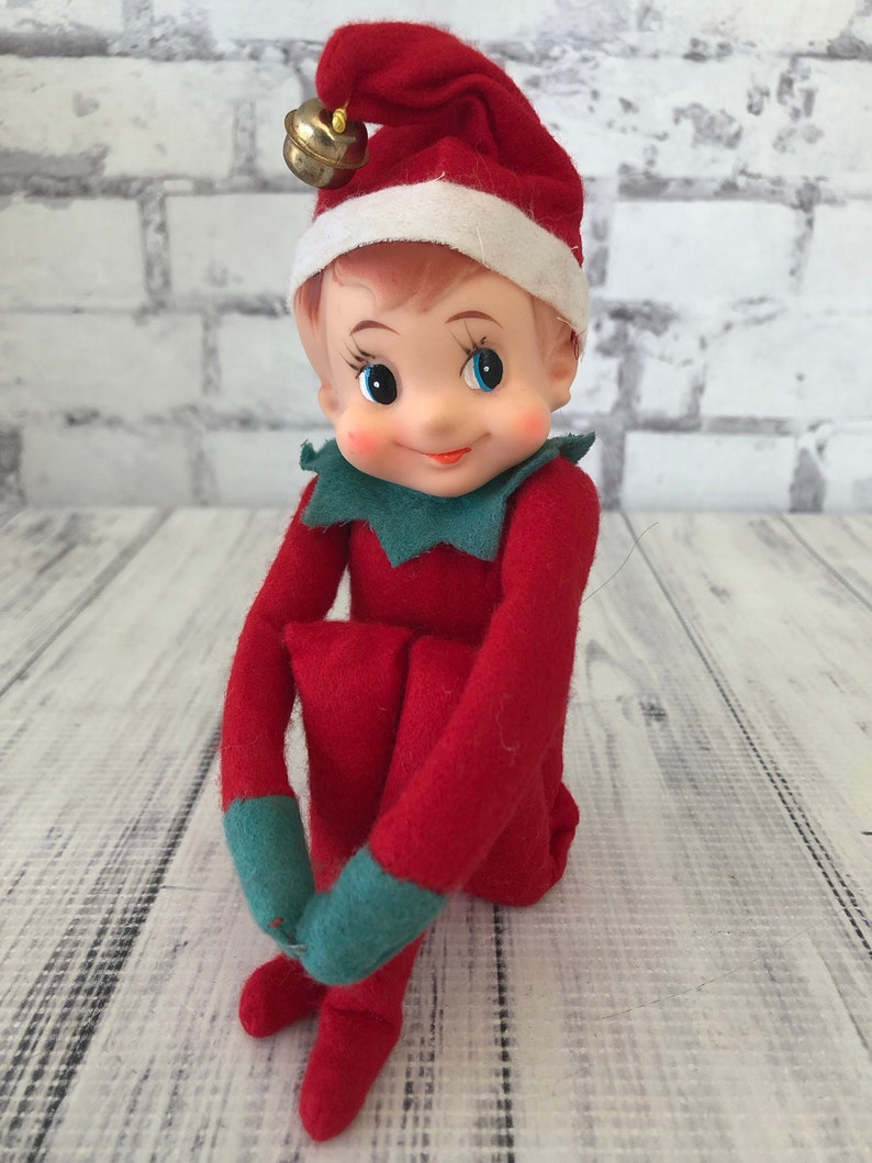 Vintage Red Knee Hugger Elf On Shelf Pixie Christmas Mid | Etsy