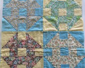 Vintage Quilt Square 1940s Feedsack Fabric Hole In the Barn Door Hand Pieced Hand Quilted Large Size Great For Pillows Basket Liners Hanging