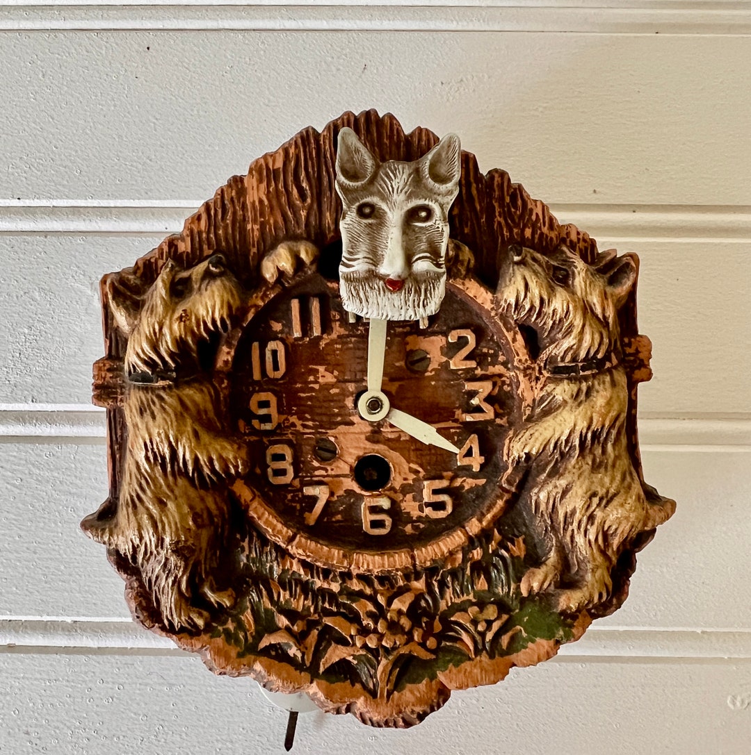 Antique Lux Clock Westie Dogs Animated Pendulum Clock Vintage Etsy