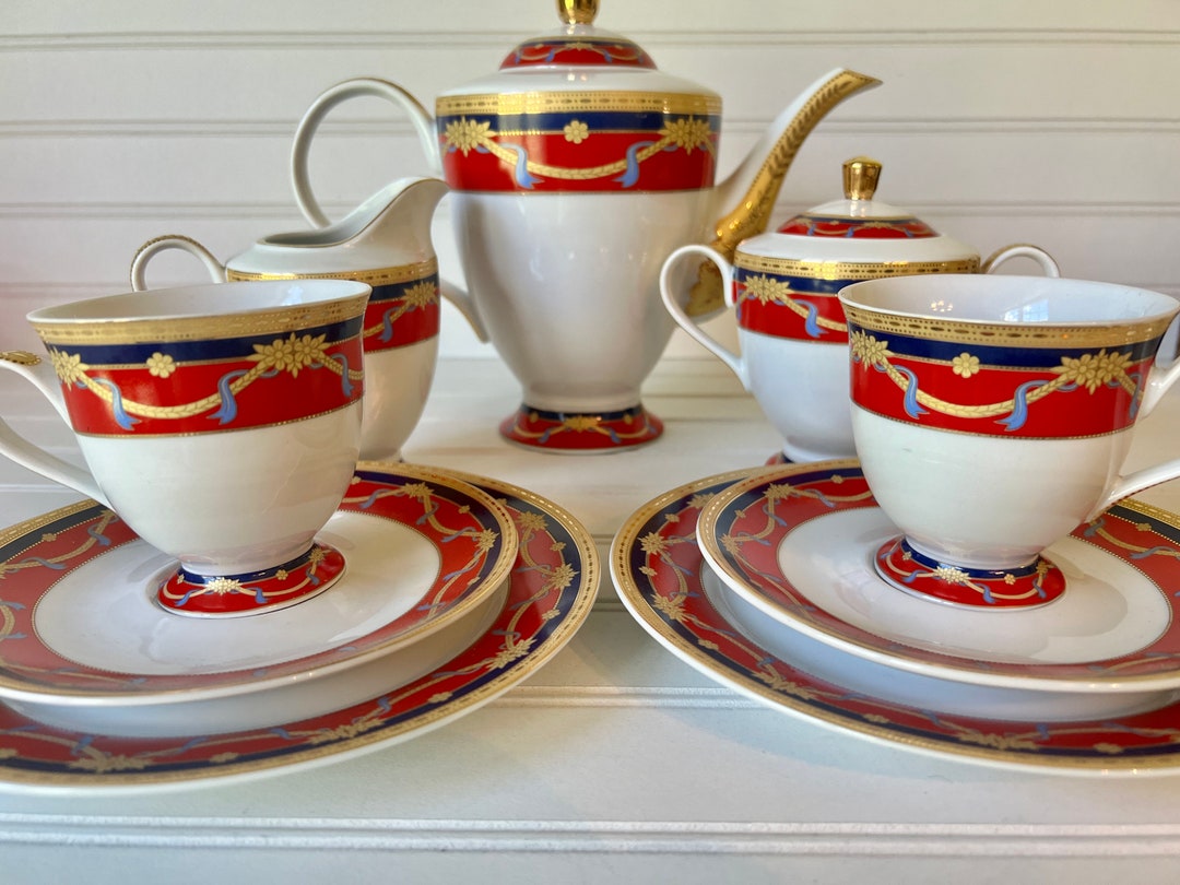 Stunning Sorelle Porcelain Dessert Set for Two Coffee Pot Etsy