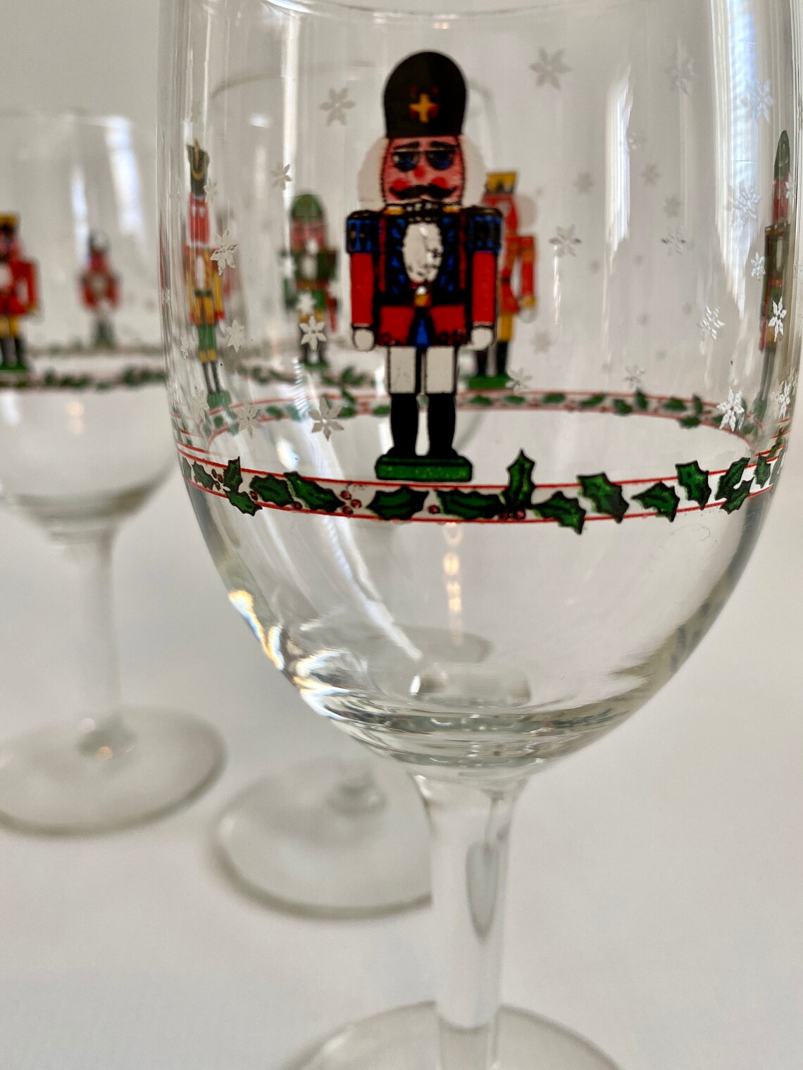 Vintage Christmas Nutcracker Wine Glasses Set of Six Holiday Etsy