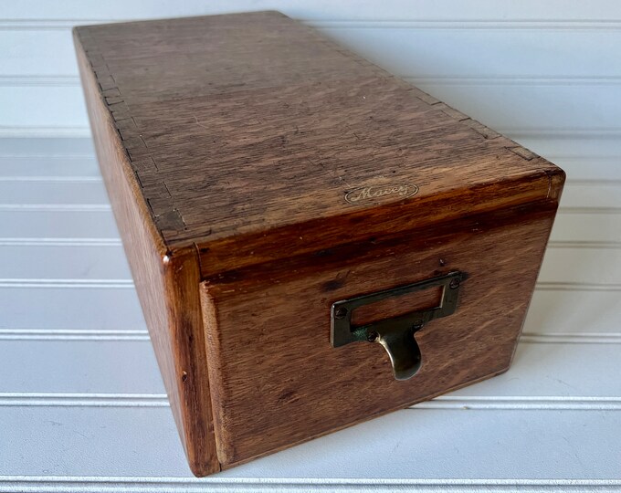 Vintage Macey Single 1 One Drawer Wood Card Catalog, 3 X5 Card Size