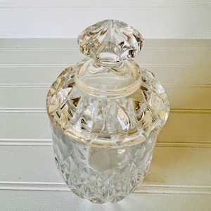 Vintage Gorham Crystal Althea Marmalade Jar with Lid, Heavy Cut Blown and Made in West Germany, Circa 1980s, In Excellent Condition