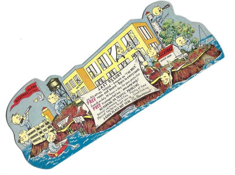 Vintage Alcatraz Lithograph Die Cut Postcard Copyright 1952, Very Good ...