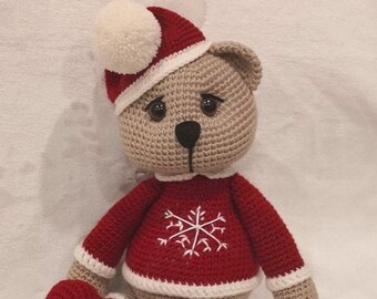Weihnachtsbär, Amigurumi-Muster, PDF auf Spanisch und Englisch