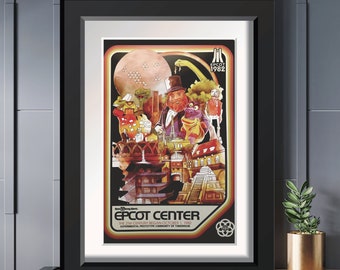 VINTAGE EPCOT Center Dreamfinder Figment Retro 1982 Poster 11x14 11x17