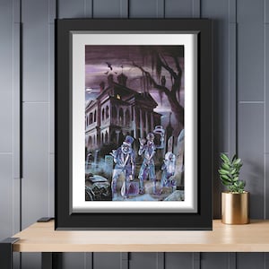 Disneyland Haunted Mansion Exterior Art Poster 8x10 11x14 11x17 13x19 Hitchhiking Ghosts