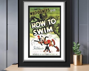 Walt Disney Theatrical Poster Goofy How to Swim RKO Pictures 8x10
