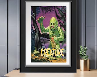 Creature From the Black Lagoon Poster, Universal Monsters Art Print, Classic Creature Feature Wall Art, Retro Horror Decor