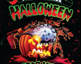 Halloween Horror Nights Chainsaw Pumpkin Retro Poster 8x10 11x14